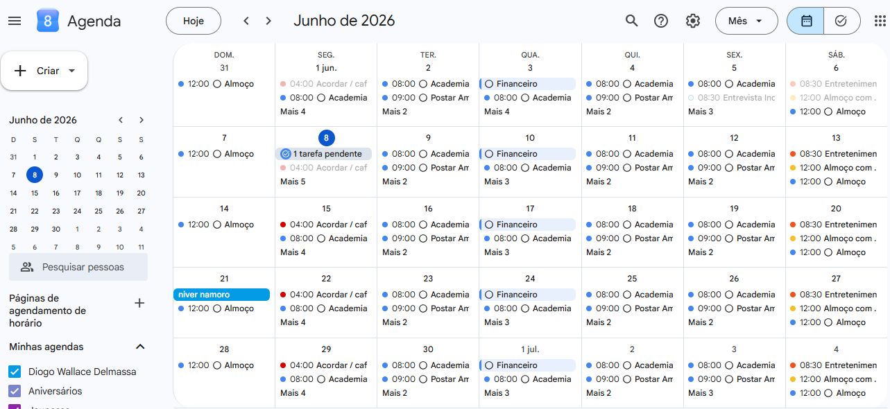 Integração com Google Agenda